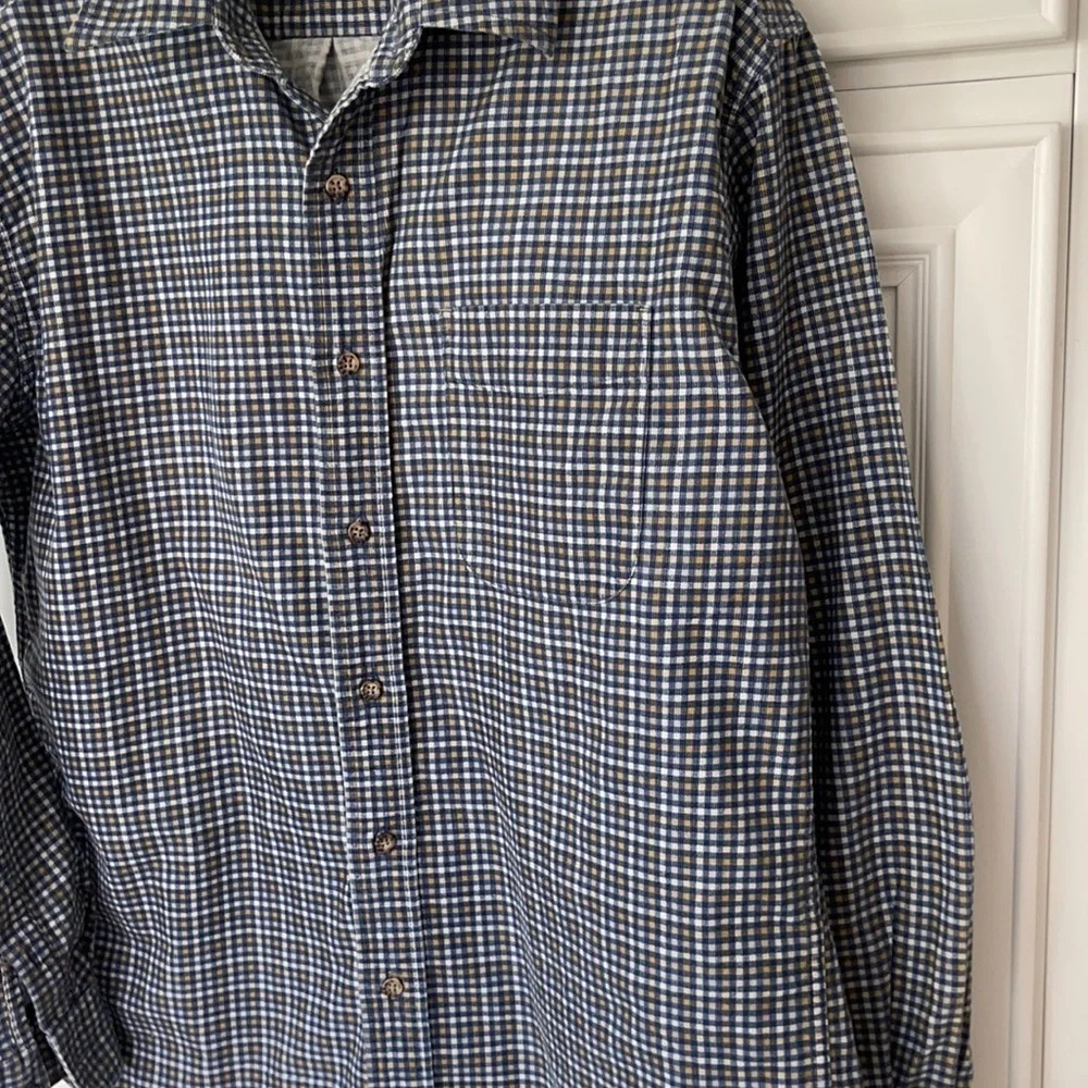 John Ashford Long Sleeve Soft checkered Casual Dress Shirt Men sz M - Picture 4 of 11